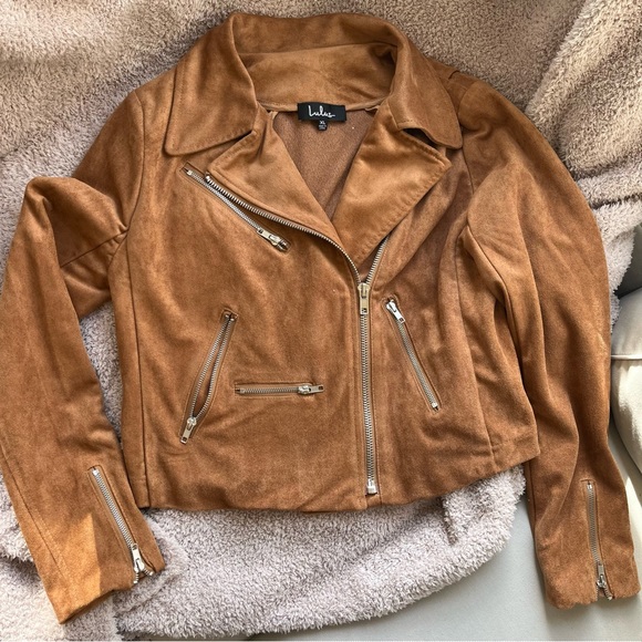 Lulu's Camel Faux Suede 'Suede With Love' Moto Jacket size XL - Picture 3 of 16